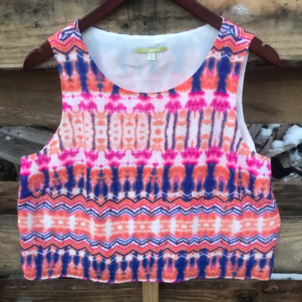 Gianni Bini tie-dye slinky sleeveless tank top crop top LARGE
